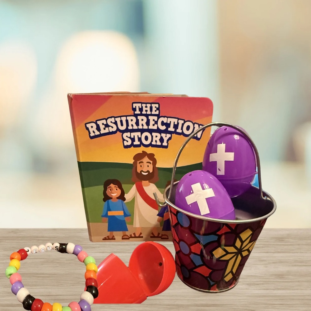 Kids Christian Easter Bundle | Resurrection Story Book + Basket Set